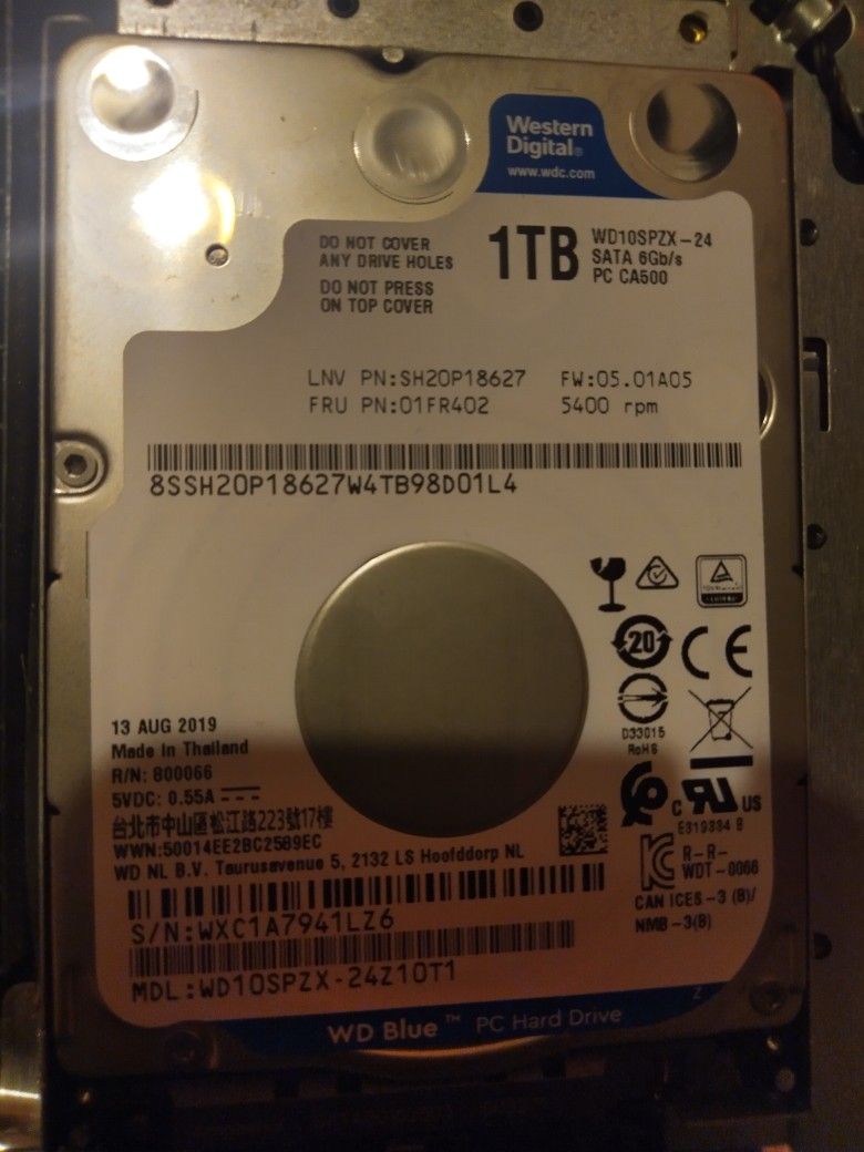 1 Tb Sata Laptop  Drive With Windows 10