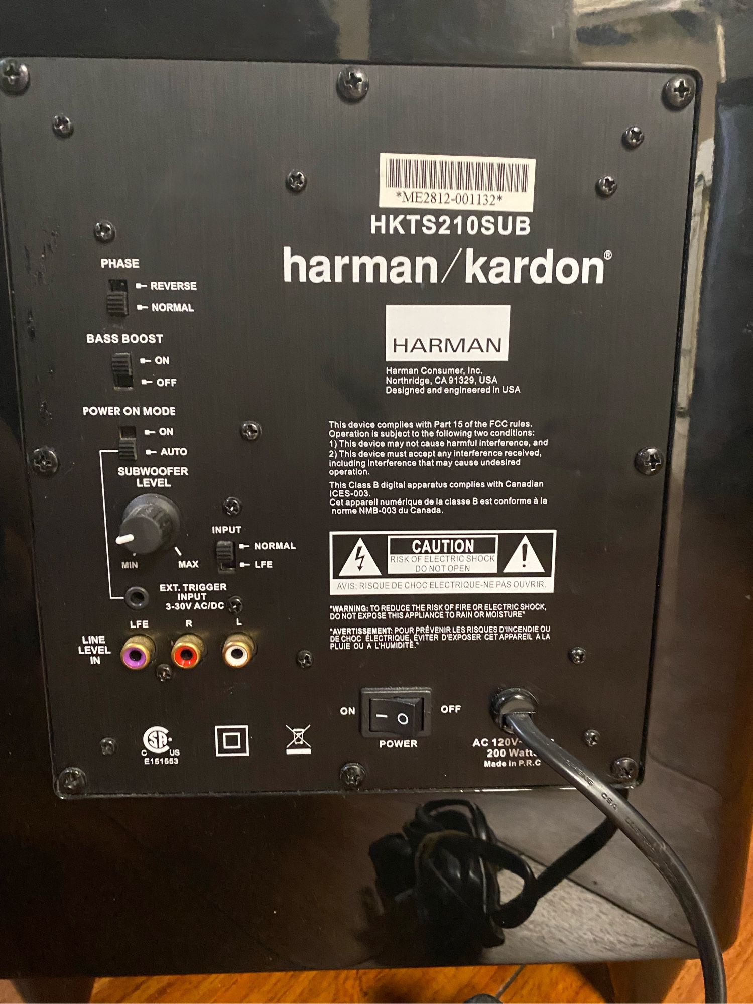 Harman HKTS210SUB 200-Watt Home Theater Subwoofer for Sale in Los Angeles, CA - OfferUp