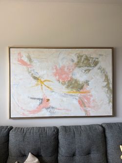 Large Abstract Canvas with Gold Frame