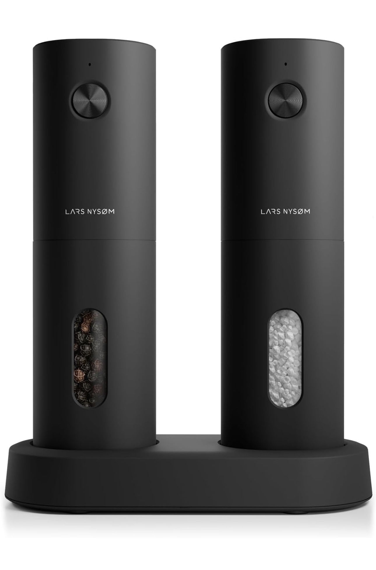 LARS NYSØM Electric Salt and Pepper Grinder Set I Automatic Salt and Pepper Mills with Adjustable Ceramic Grinder I USB Rechargeable Electric Spice 