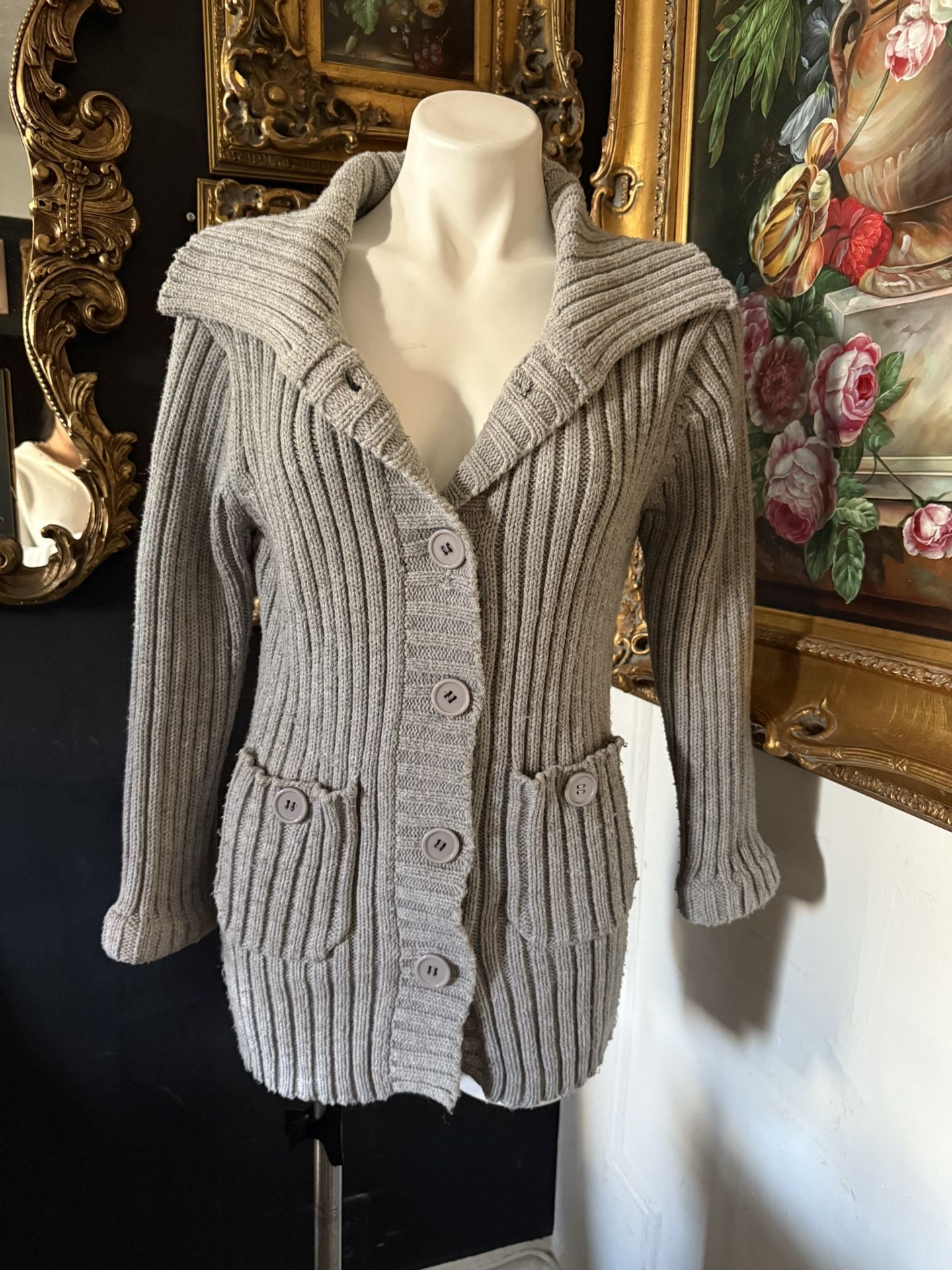 Grey Knitted Cardigan
