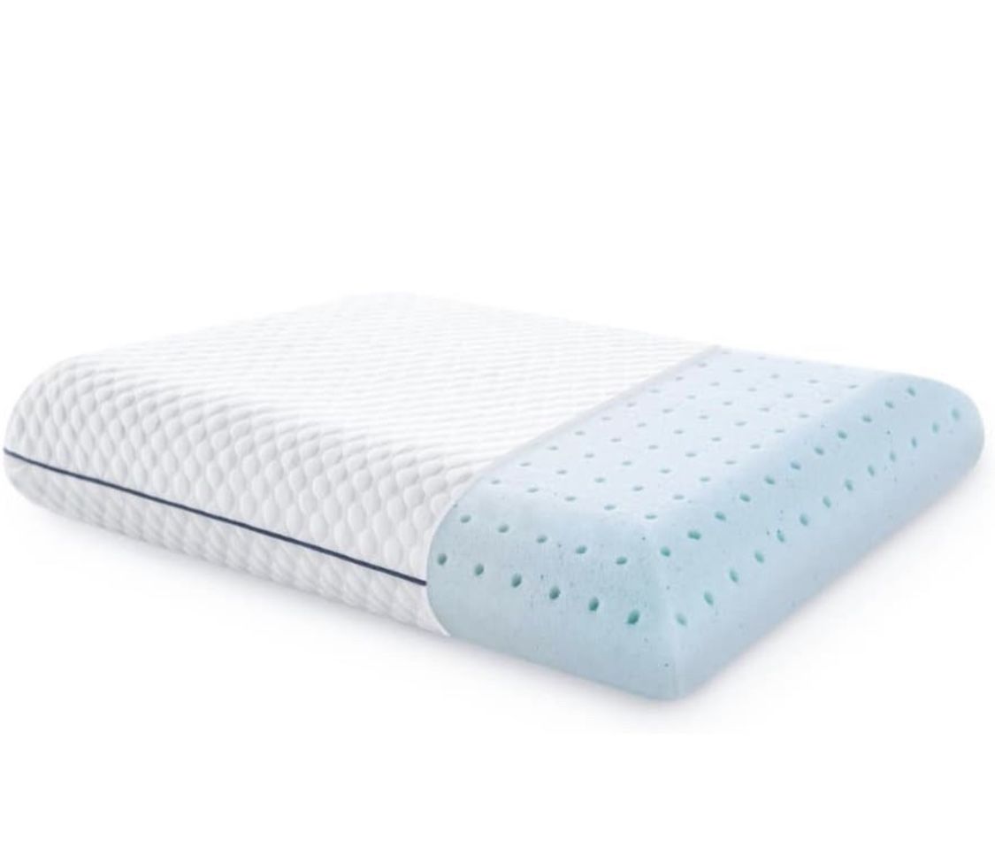 Milemont Ventilated Gel Memory Foam Pillow, Bed Pillows For Sleeping, Neck Support For Back, Stomach, Side Sleepers