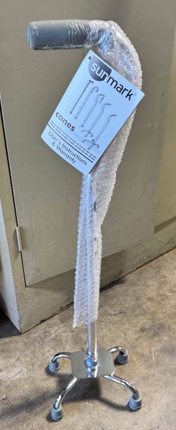 Aluminum Quad Cane with Large Base for Balance, Knee Injuries, Leg Surgery Recovery & Mobility, Portable, Lightweight Walking Aid for Seniors & Adults