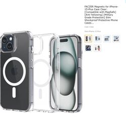 FACZER Magnetic for iPhone-15-Plus Case Clear: [Compatible with MagSafe] [Anti Yellowing] [Military Grade Protection] Slim Shockproof Protective Phone