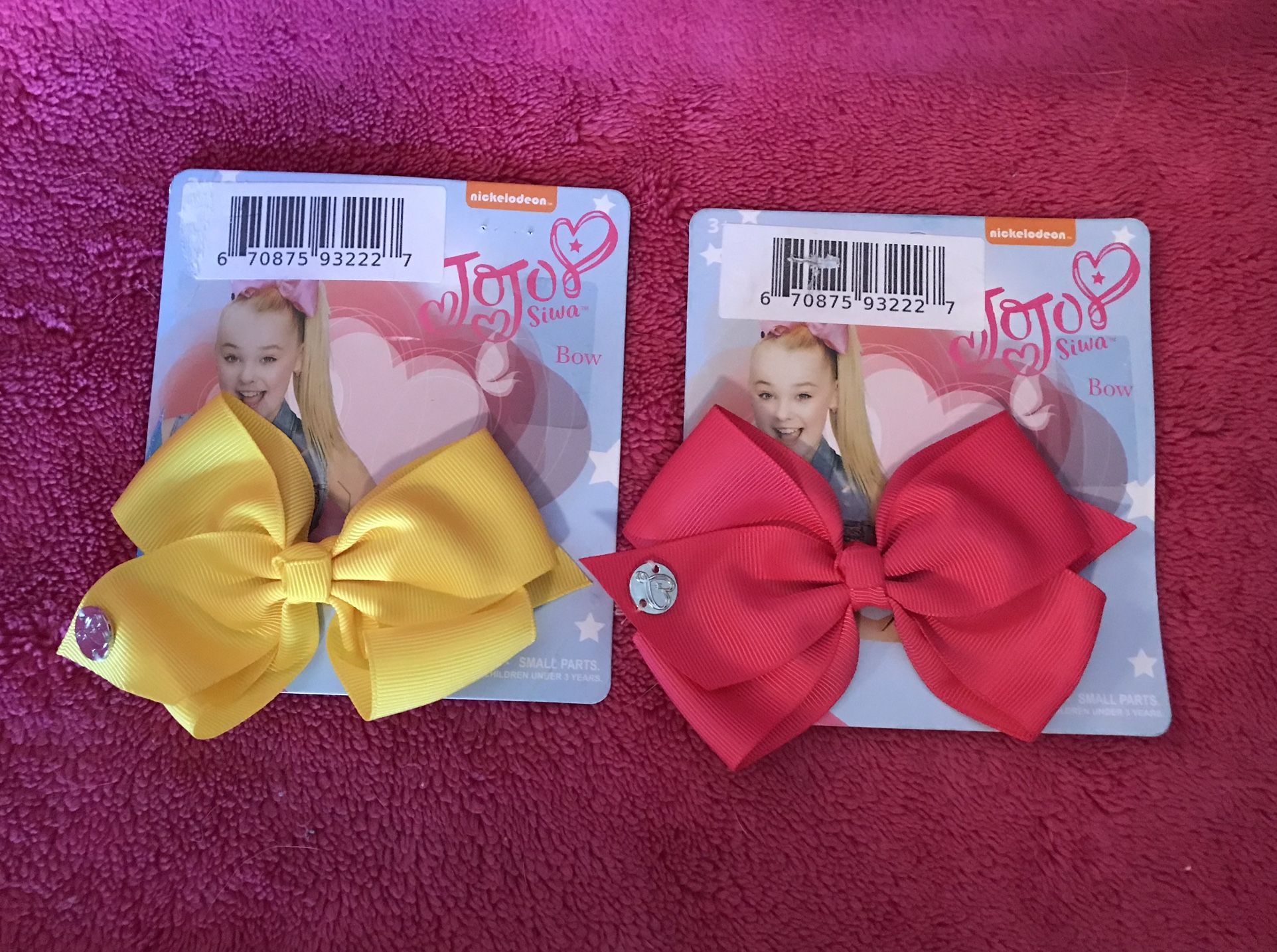 Nickelodeon Jojo Siwa Hair Bow Clip Set Of 2 Pink Yellow NEW!