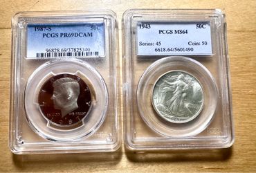 Lot of 2. Graded US half dollar coins