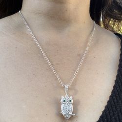Plata 925 Cadenita Con Colgante De Búho 