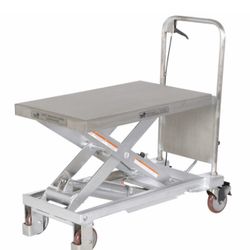 APPROVED VENDOR Corrosion-Resistant Manual Mobile Scissor-Lift Table: 1,000 Ib Load Capacity, Single Item 2TKY2 Mfr. Model CART-1000-PSS
