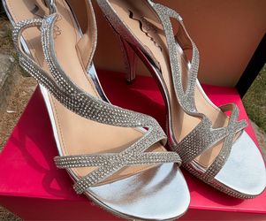 Touch of Nina Silver Rhinestone Strappy Heels
