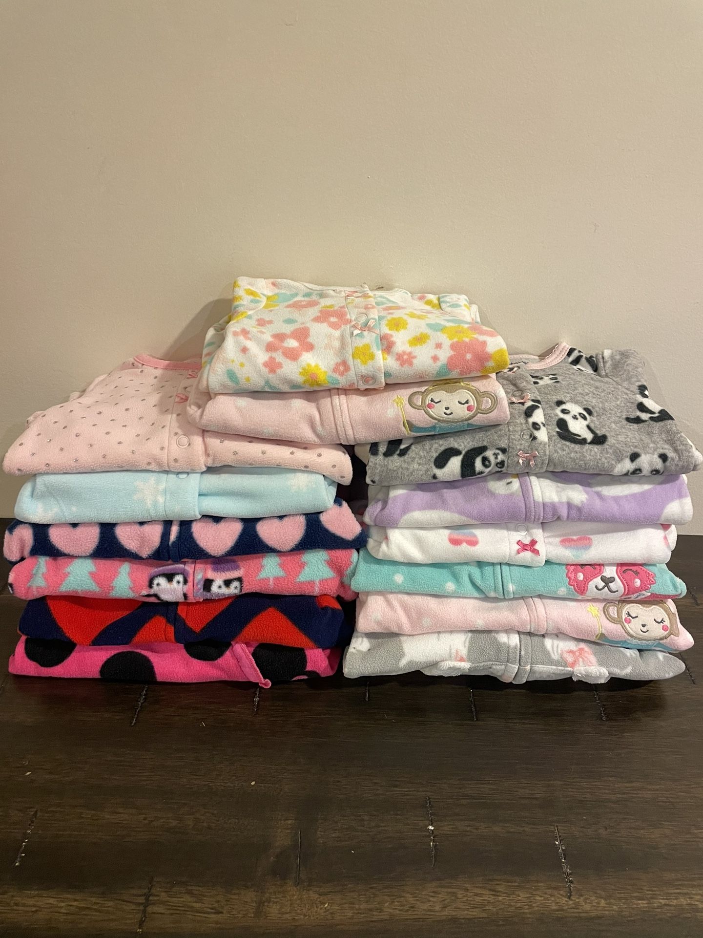 Infant / Baby Girl Fleece Footed Pajamas 