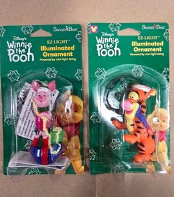 Disney Tigger & Piglet EZ Light Santa's Best Illuminated Ornaments LOT OF 2