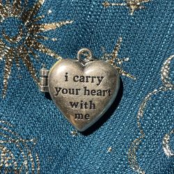 I Carry Your Heart With Me, Silver Heart Magnetic  Locket