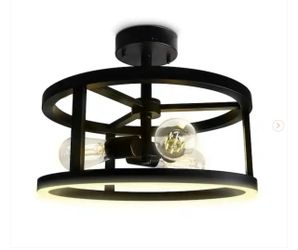 Katalyst 15 in. 3-Light Matte Black Color Choice Selectable CCT LED with Night Light Semi-Flush Mount Ceiling Light