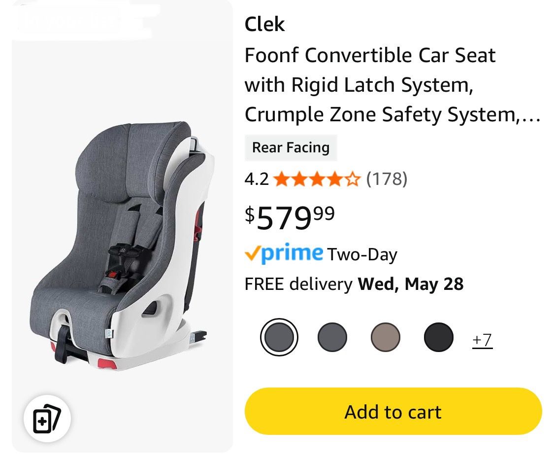 Foonf Convertible Car Clek Foonf Rigid Latch Clek Foonf