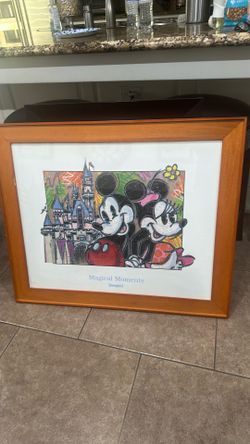 Framed Disney print, real wood frame, 35”  X 29”