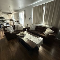 Brown couch & love seat