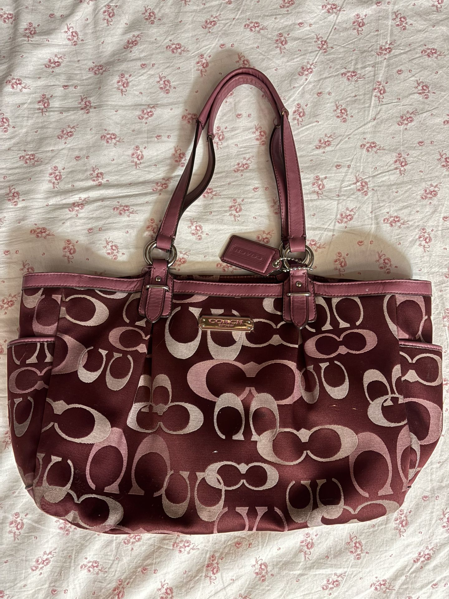 coach Pink/maroon Bag Purse