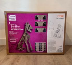 Home Accents 5 Ft Grave & Bones Skelly's Sitting Dog with LifeEyes LCD Eyes **Brand New**