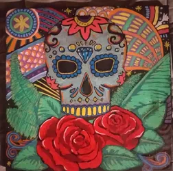 1x1 ft  acrylic Sugar Skull Painting