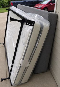 Full size beauty rest mattress boxspring and frame
