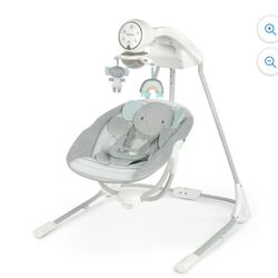 Ingenuity InLighten Motorized Vibrating Baby Swing, Swivel Infant Seat, 