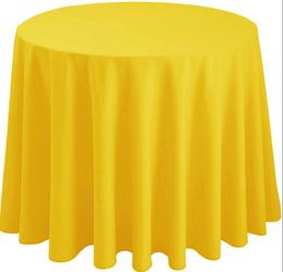 Hiasan Round Tablecloth 120 Inch - Waterproof Stain Resistant Spillproof Polyester Fabric Table Cloth For Dining Room Kitchen Party, Yellow