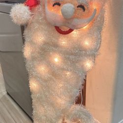 39” Northlight Lighted Sisal Santa Face Christmas Yard Art Decoration