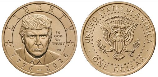 2026 Donald J Trump $1 Coin P Philadelphia Semiquincentennial Uncirculated BU