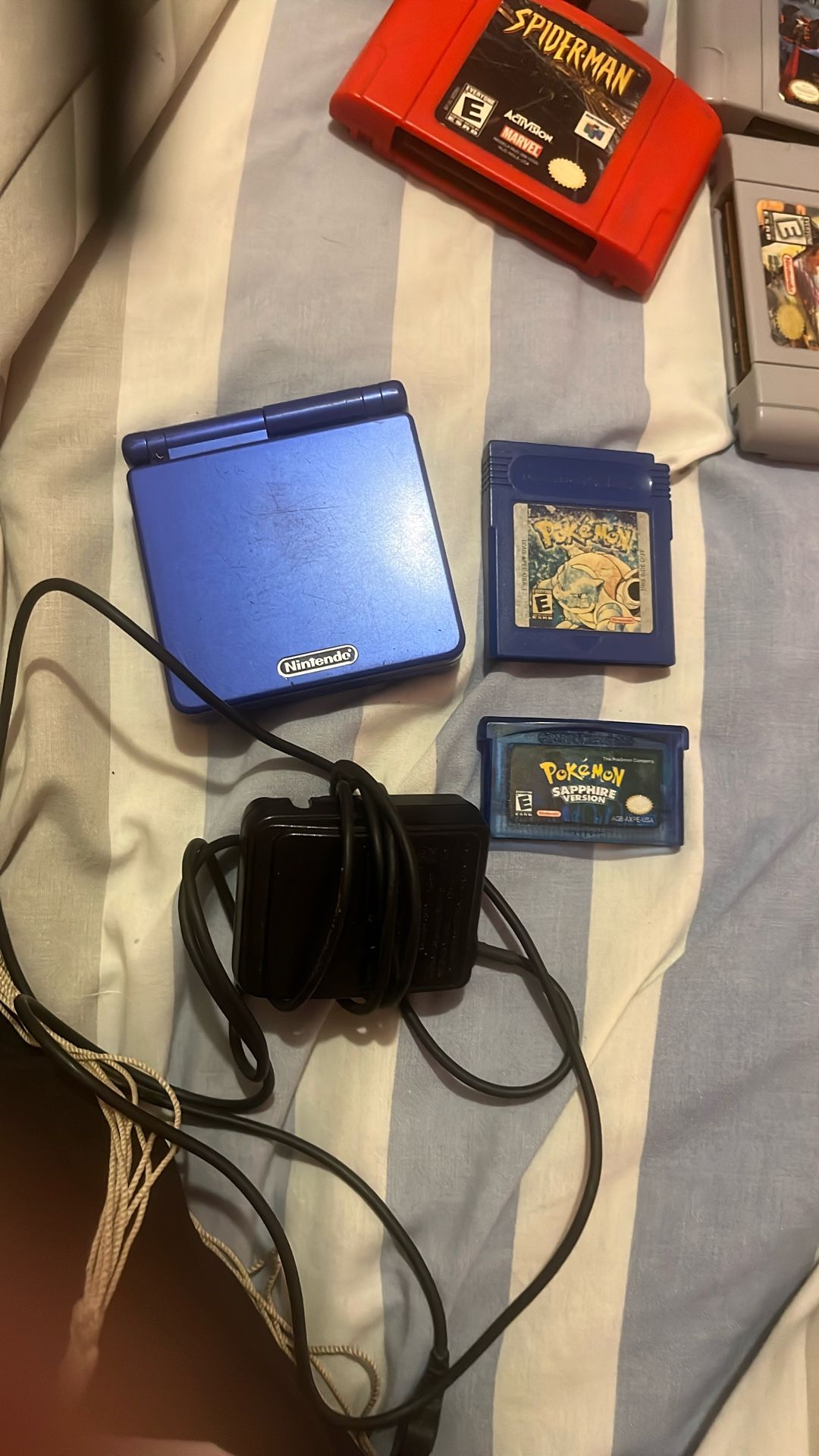 Game Boy Advance Sp With Charger And Two Games