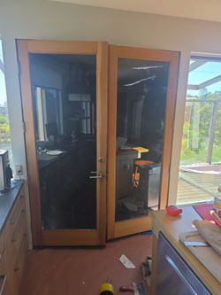 Glass and wood doors