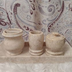 Marble Stone  Bathroom Set - Accessories + free Brand New Liner 