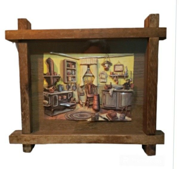 vintage 70s 3d shadow box art