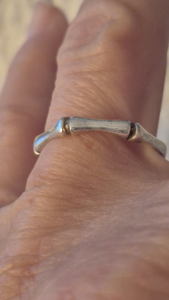 Vtg.Sterling Silver " BAMBOO " LOOK BAND RING- SZ8