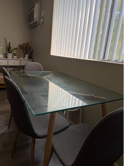 Crystal Dining Table with Chairs