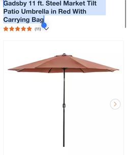 Gadsby 11 ft. Steel Market Tilt Patio Umbrella in Red With Carrying Bag