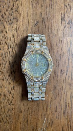 2tone automatic iced out watch