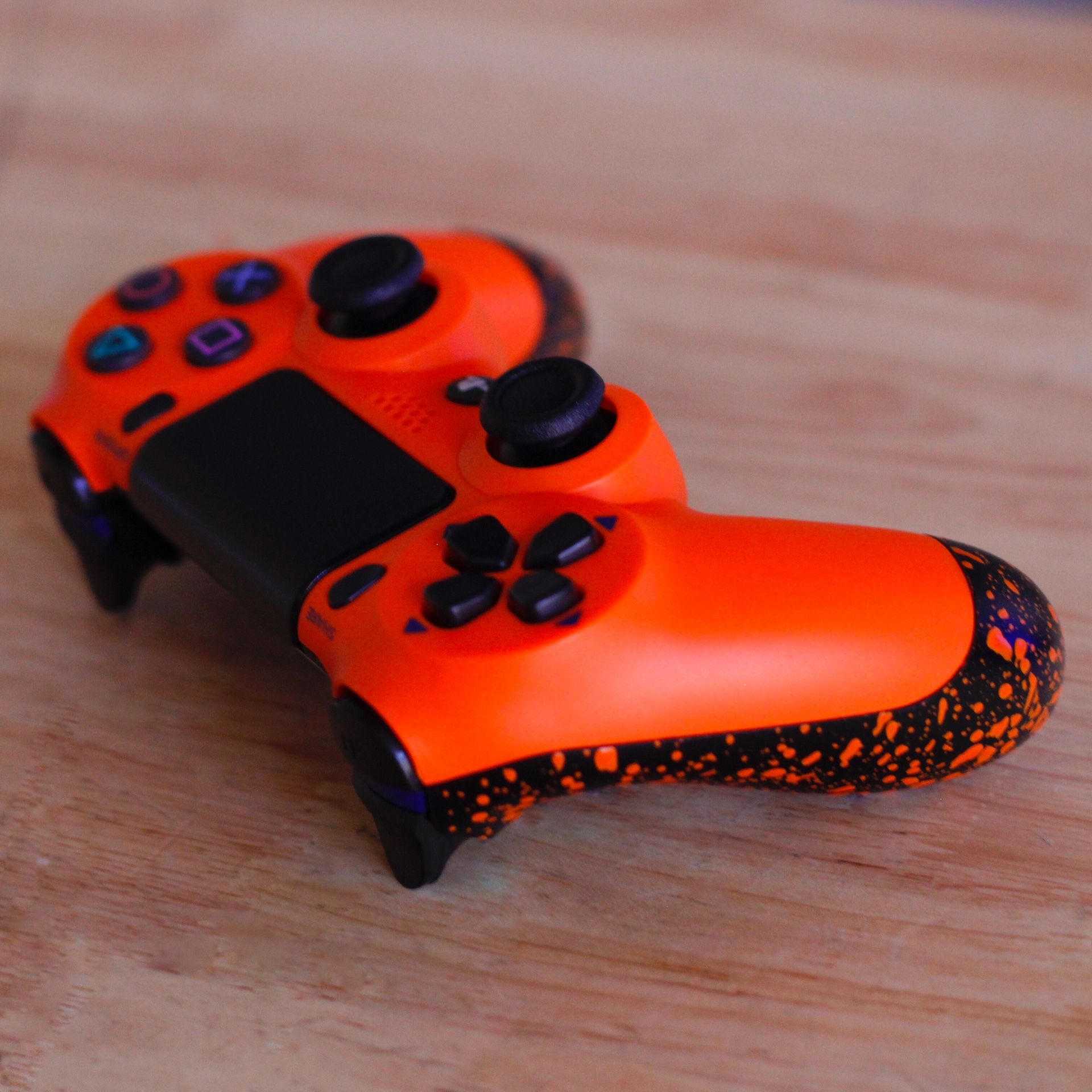 Orange Splat - DUAL SHOCK 4 - Wireless Bluetooth Custom PlayStation Controller - PS4 / PS3 / PC