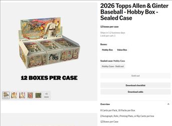 2026 Topps Allen & Ginter Baseball Sealed Case 12 boxes