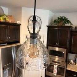 Two Seeded Glass Shade Pendant Lights