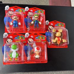 Super Mario Brothers Figurine Collection -Mario, Luigi, Yoshi, Toad, and Donkey Kong