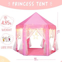Princess Tent for Girls with Big Star Lights,