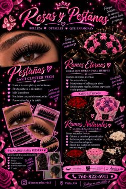 Painados para fiestas lash cluster tech y rosas eternas y naturales