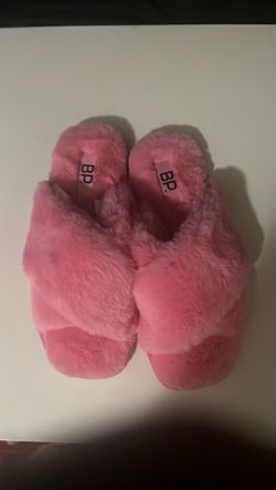 BP. Pink Faux Fur Slide Slippers