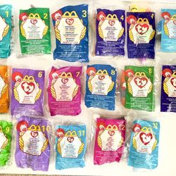 TY Teenie Beanie Babies, McDonald’s Full Set Of 12 Sealed & 5 Extras NIP