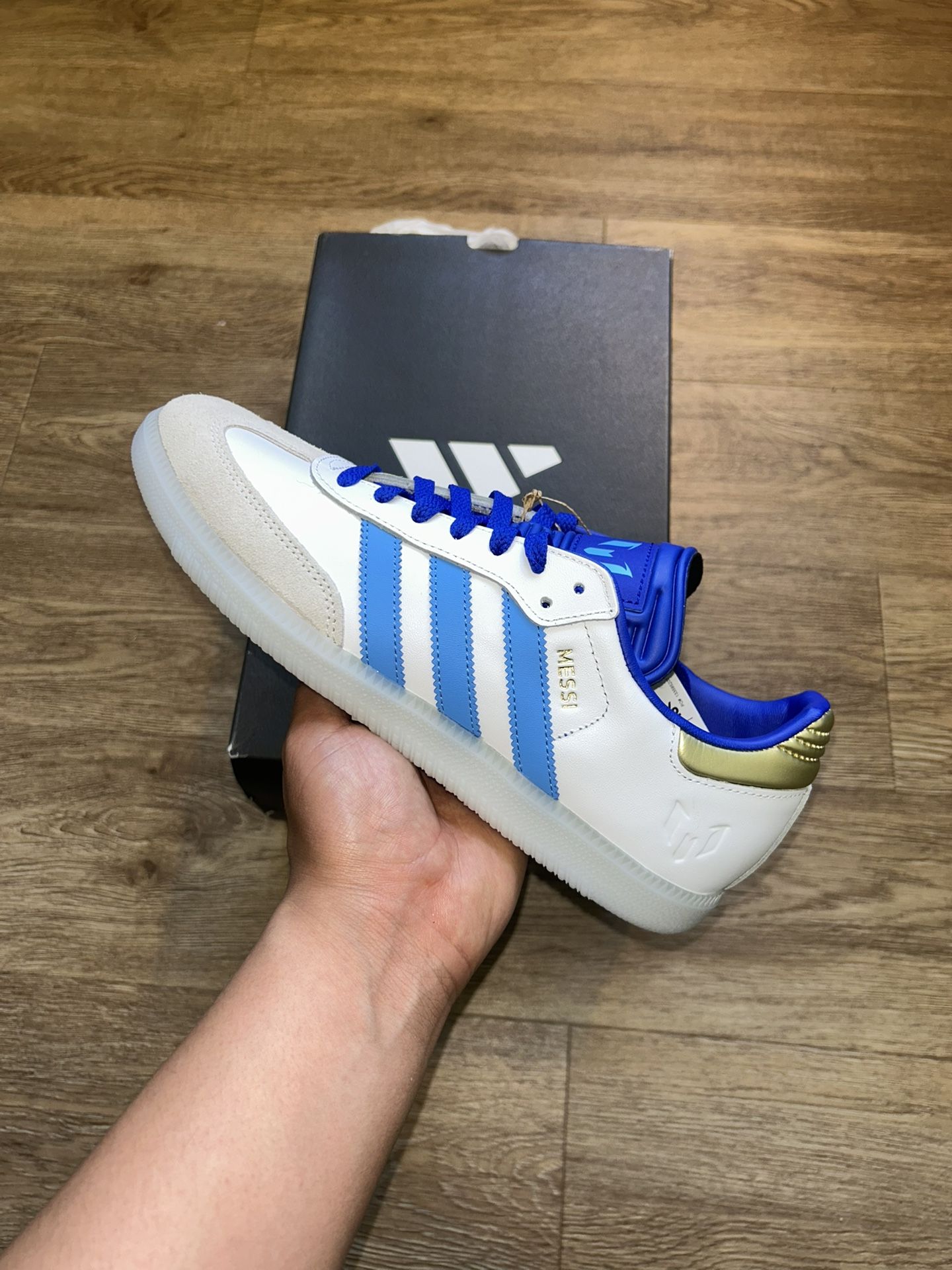 Adidas Samba Lionel Messi ID3550 White Lucid Blue Blue Burst Gold Mens -  coffeafoods.com