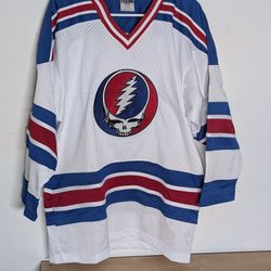 VTG 1990s Grateful Dead Hockey Jersey White Rangers Rare Band Concert Adult Size Small