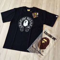 Black Chrome Hearts Bape Tee Shirt 