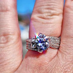 3 Carat Solitaire Cut Moissanite 18kt White Gold Plated Sterling Silver Ring