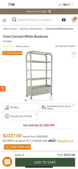 Crest Cerused White Bookcase