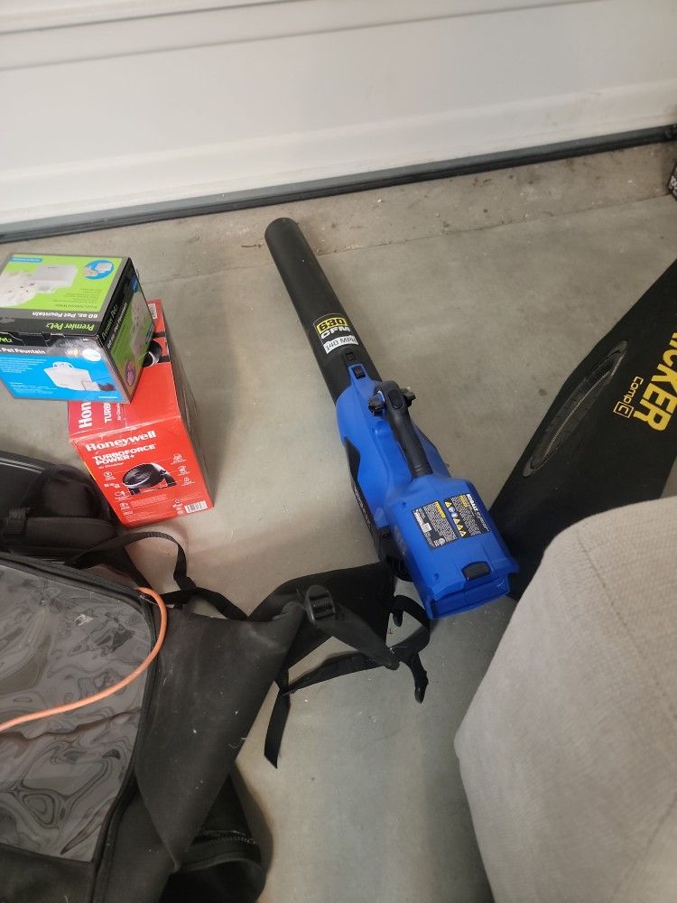 Leaf blower with 2 batteries